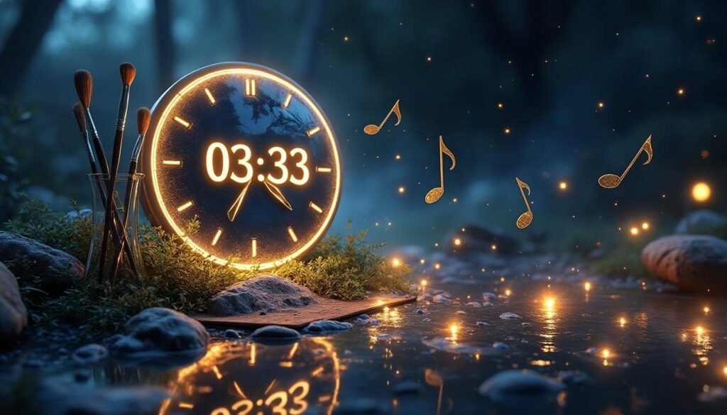 découvrez la signification de l'heure miroir 03:33, un appel à libérer votre créativité et à recevoir une guidance spirituelle pour votre développement personnel.